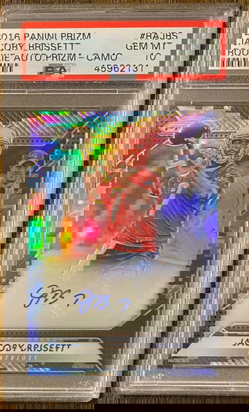 2016 PRIZM JACOBY BRISSETT ROOKIE AUTO CAMO PRIZM /25 PSA 10 GEM MINT RC