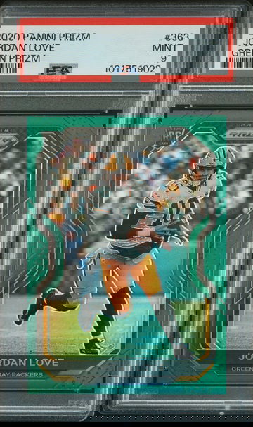2020 Panini Prizm Green Prizm Jordan Love #363 PSA 9