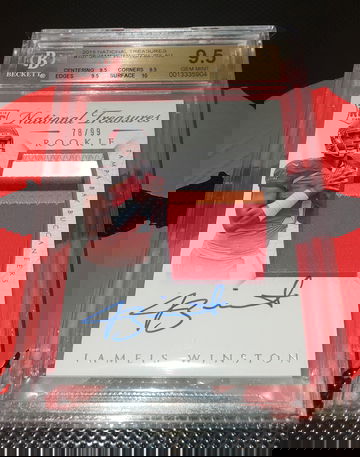 2015 jameis winston national treasures rookie patch auto true gem plus