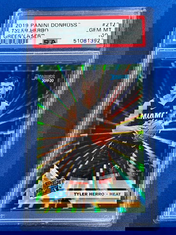 2019 PANINI DONRUSS #212 TYLER HERRO ROOKIE RC GREEN LASER PSA 10 💎MINT 💪