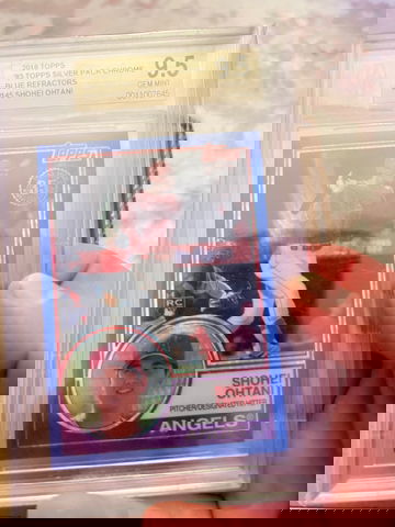 2018 TOPPS *83 TOPPS SILVER PACK CHROME BLUE REFRACTORS #145 SHOHEI OHTANI