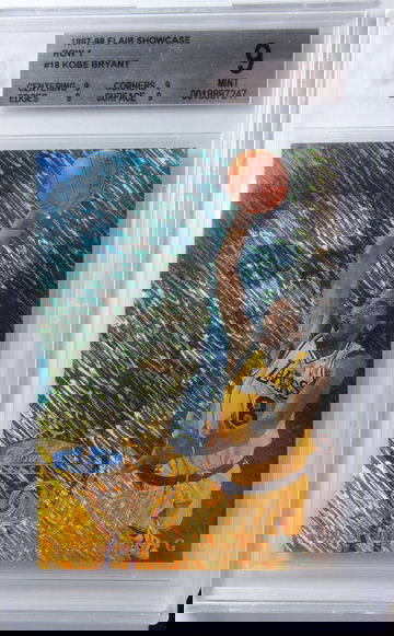 1997-98 Flair Showcase Kobe Bryant Row 1 Card #18 BGS 9 Mint (9, 9, 9, 9)