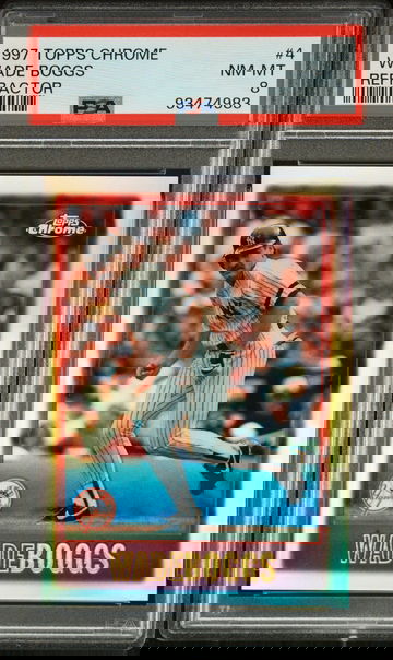 1997 TOPPS WADE BOGGS CHROME REFRACTOR #4 PSA 8 BS.B3.01