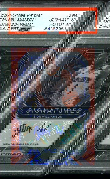 2020 Panini Prizm -  Zion Williamson - Sig Choice Prizm- PSA 10/ 10