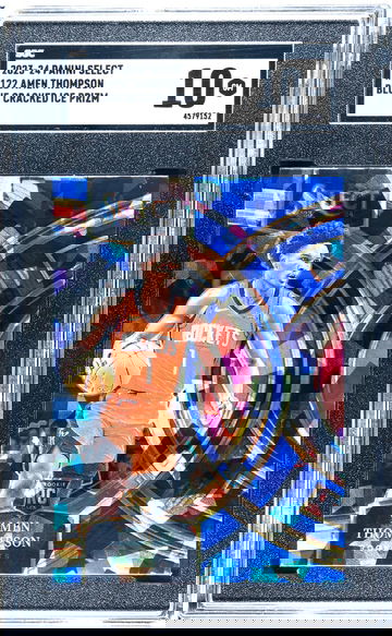 2023-24 Panini Select #122 Amen Thompson Blue Cracked Ice Prizm SGC 10