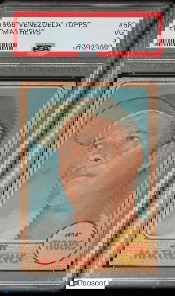 1968 Venezuela Topps Baseball Ed Mathews #58 PSA 3