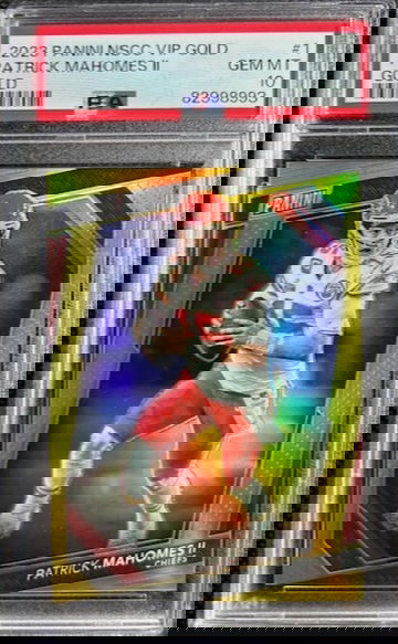 2023 Panini National VIP 1 Gold Prizm /10 SSP PATRICK MAHOMES II PSA 10 GEM MINT