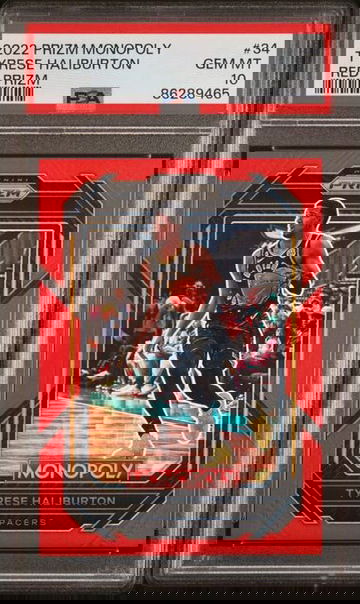 🔥2022-23 Panini Prizm Monopoly Red Prizm /99 Tyrese Haliburton #34 PSA 10