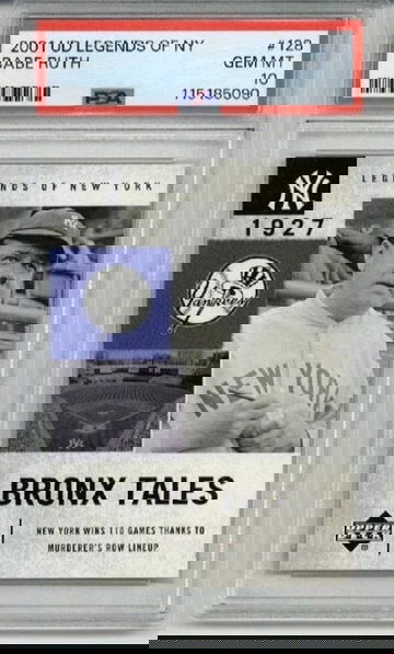 2001 UPPER DECK LEGENDS OF NEW YORK #128 BABE RUTH CARD YANKEES PSA 10 LOW POP