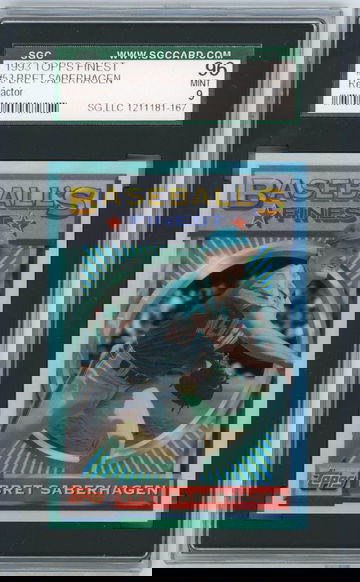 1993 TOPPS FINEST REFRACTOR #53 BRET SABERHAGEN GRADED SGC 96 MINT 9