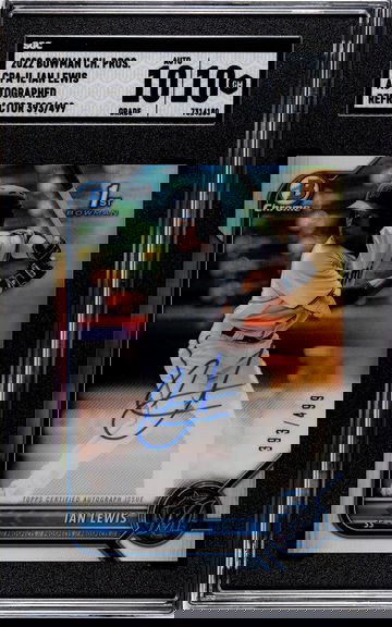 SGC 10 2022 Bowman Chrome Ian Lewis Refractor Auto #'d /499