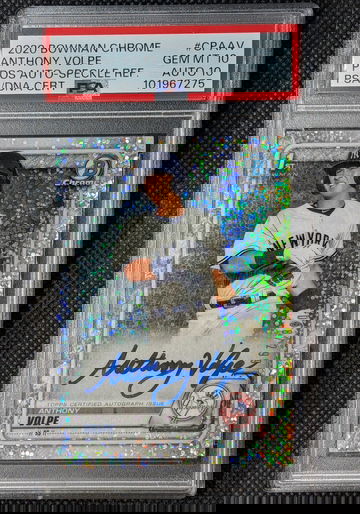 Anthony Volpe 2020 Bowman Chrome 1st Speckle Refractor Auto #/299 Yankees PSA 10 Auto 10