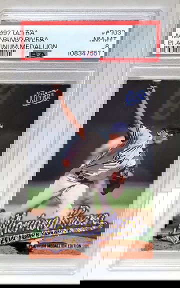 1997 Fleer Ultra Platinum Medallion /200 Mariano Rivera #P103 PSA 8 NM-MT