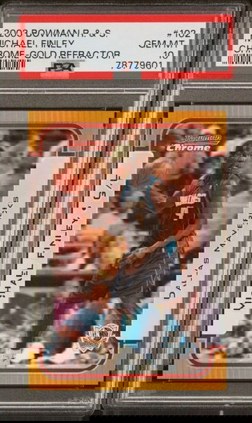 2003-04 BOWMAN CHROME ROOKIES & STARS #102 MICHAEL FINLEY GOLD REFRACTOR PSA 10