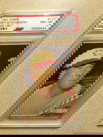 1962 Topps #172 Fred Hutchinson PSA 8 NM-MT GREEN TINT REDS