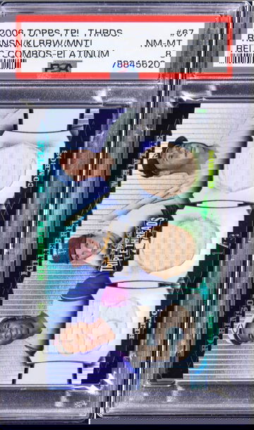 2006 TOPPS TRIPLE THREADS RELIC COMBOS PLATINUM FRANK ROBINSON/HARMON KILLEBREW/MICKEY MANTLE RELIC CARD - PSA 8