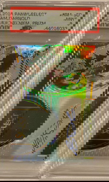 2018 Panini Select Sam Darnold Rookie Signature Mem. /49 PSA MINT/9