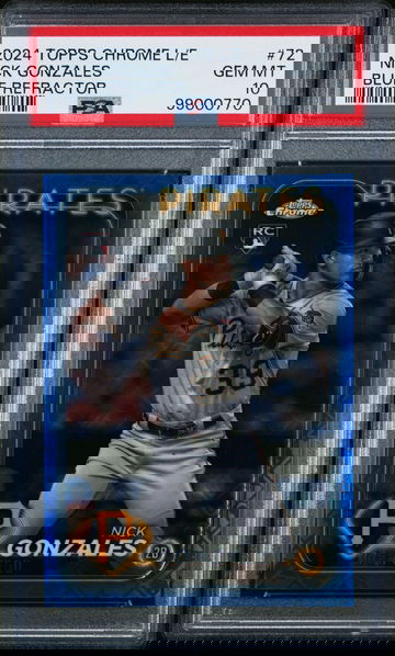 2024 Topps Chrome Logofactor Nick Gonzales Blue Refractor /150 Rookie Card RC PSA 10 Gem Mint
