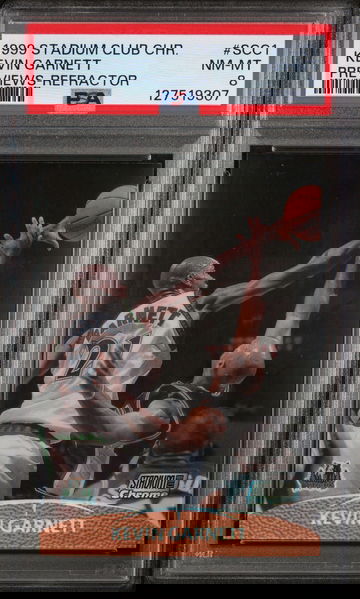 1999 Stadium Club Chrome Previews Refractor Kevin Garnett #SCC1 PSA 8