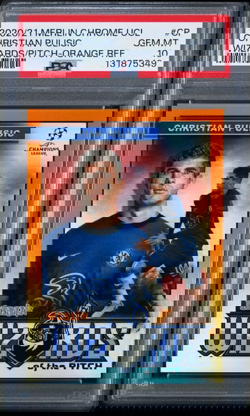 2020-21 Topps Merlin Chrome UEFA Christian Pulisic Wizards Orange #/25 PSA 10 Pop 1