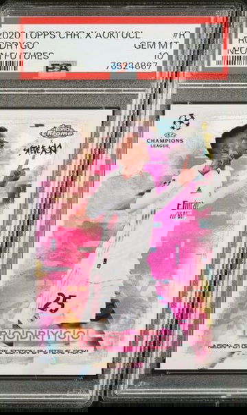 2020-21 Topps Chrome X Steve Aoki UCL Neon Futures Rodrygo #NF-R PSA 10 🔥