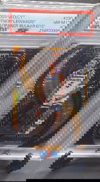 2024 Select Anthony Edwards Premier Level Neon Orange Pulsar Prizm  PSA 8