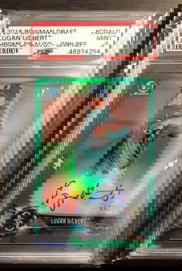 2018 bowman draft chrome logan gilbert green auto refractor /99 psa 9