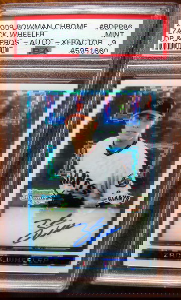 Zack Wheeler 2009 Bowman Chrome Xfractor Auto /225 PSA 9