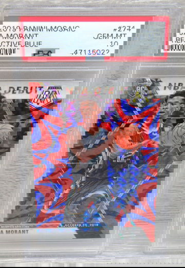 2019-20 Panini Mosaic NBA Debut Reactive Blue Prizm Ja Morant RC PSA 10 #274