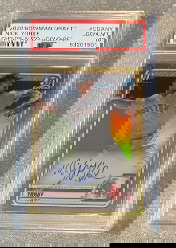 Nick Yorke 2020 Bowman Chrome Gold Refractor Auto PSA10 Pop1