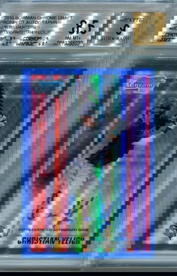 Christian Yelich blue refractor /150 BGS 8.5 auto 9