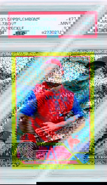 2023 Topps Chrome #27 Mike Trout SP-Gold Speckle PSA 9 MINT!