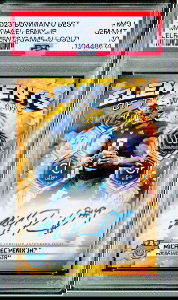 2023 Bowman University Gold Michael Penix Jr. Elements /50 Auto #MPJ PSA 10