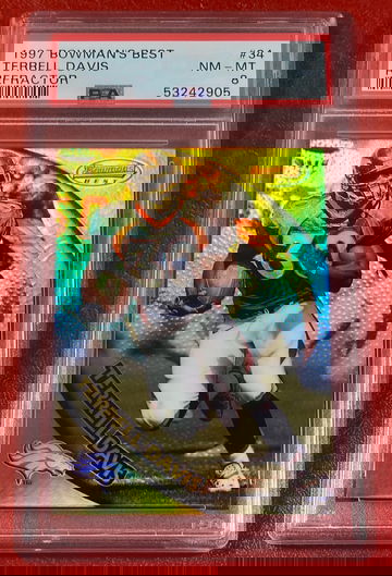 1997 Bowman’s Best Terrell Davis Refractor #34 PSA 8 Denver Broncos