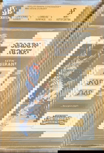 2021-22 Basketball Panini Contenders Kevin Durant Season Ticket #84 - Graded BGS 9 Mint.