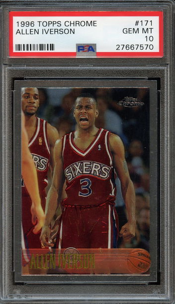 1996-97 Topps Chrome #171 Allen Iverson PSA 10 Rookie