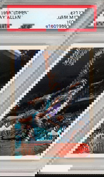 1996 TOPPS RAY ALLEN #217 ROOKIE MILWAUKEE BUCKS HOF RC PSA 10 GEM MT