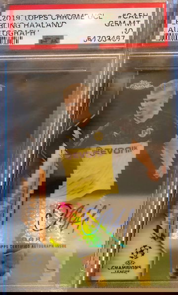 2019 Topps Chrome UCL Erling Haaland Auto PSA 10 Gem Mint POP 7