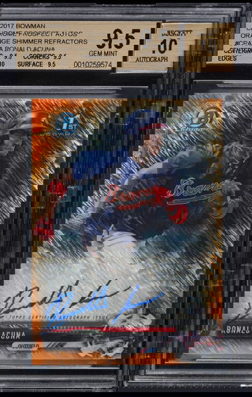 2017 Bowman Chrome Ronald Acuna Rookie Auto /25 Orange Shimmer Refractor - BGS 9.5/10 