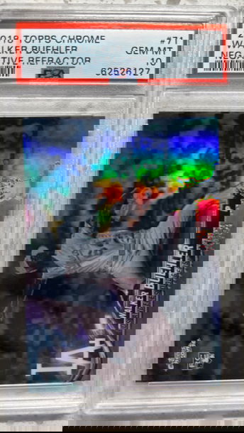 Walker buehler 2018 topps chrome rookie negative refractor rc psa 10