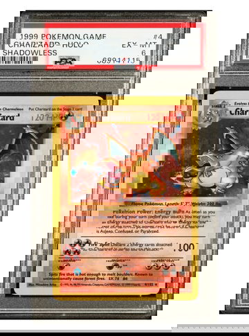1999 Pokemon Charizard Holo Shadowless PSA 6