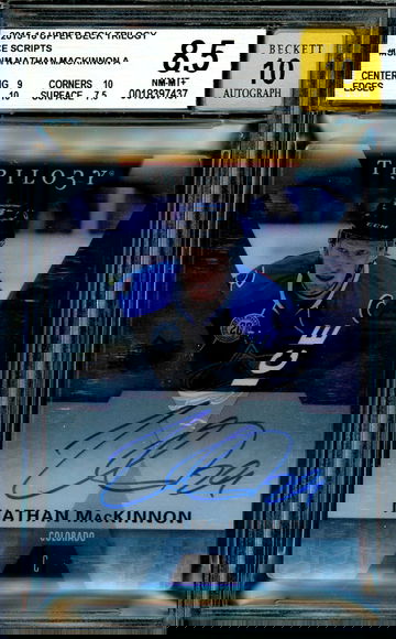 Nathan MacKinnon Auto 2015 Upper Deck Trilogy Ice Scripts #ISNM BGS 8.5 10
