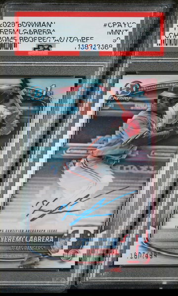 2025 Bowman Chrome Prospect Autograph Refractor Yeremi Cabrera #CPAYC /499 PSA 9