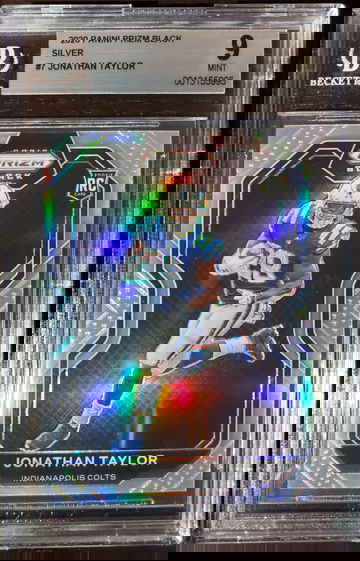 2020 Chronicles Football Prizm Black Silver Jonathan Taylor RC #7 BGS 9 Mint