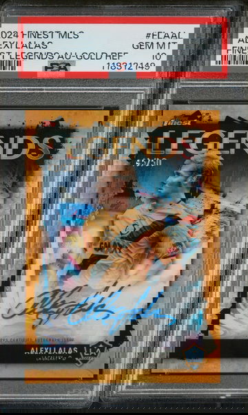 2024 Topps Finest MLS Finest Legends Autographs Gold Refractor Alexi Lalas #FLAAL /50 PSA 10