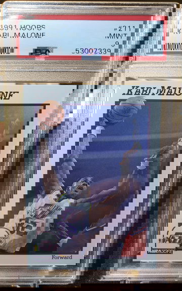 1991 Hoops Karl Malone #211 Mint PSA 9 Utah Jazz