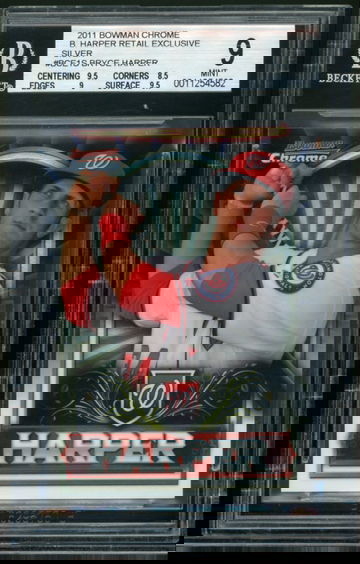 2011 Bowman Chrome Bryce Harper Retail Exclusive Silver BGS 9 Mint