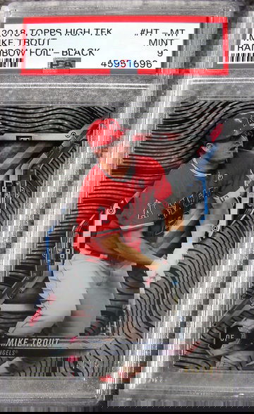 Mike Trout 2018 Topps High Tek Rainbow Foil Black /50 PSA 9