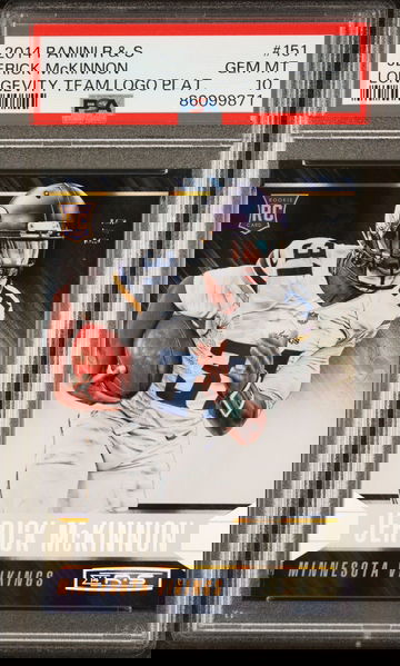 2014 Panini R & S Longevity Team Logo Plat. Jerick McKinnon #151 RC /5 PSA 10