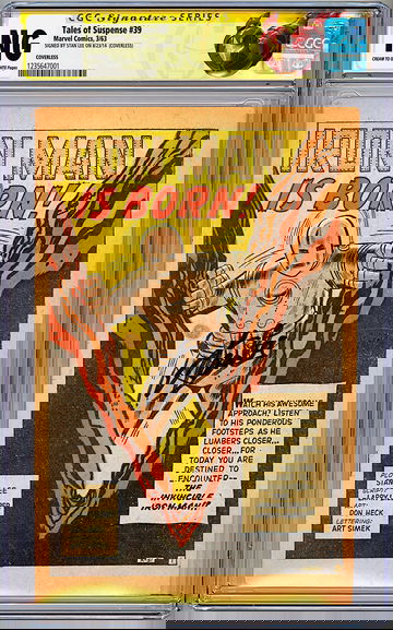 TALES OF SUSPENSE #39 CGC-SS *SIGNED BY STAN LEE* 1ST IRON MAN *COVERLESS* 1963